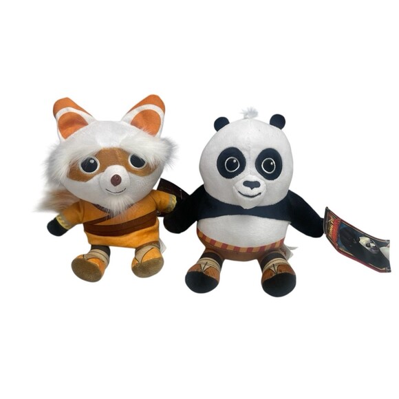 Kung Fu Panda PO Bear & Master Shifu Plush Stuffed Animal Dreamworks 7" Toy 2 Pc - Picture 1 of 7